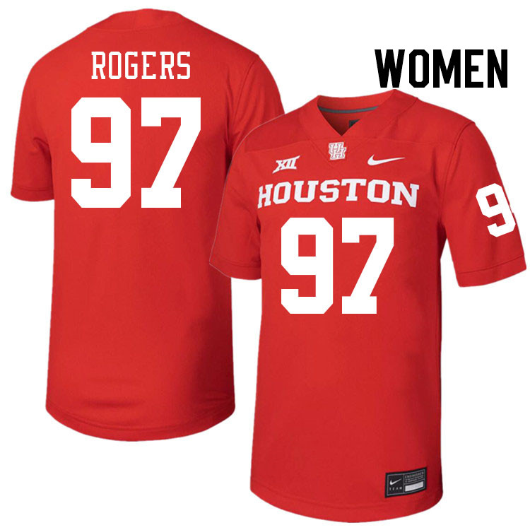 Women #97 Everitt Rogers Houston Cougars College Football Jerseys Stitched-Red